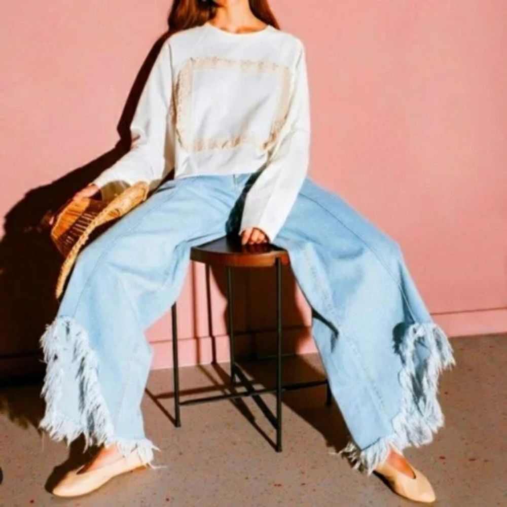 Ksenia Schnaider Wide-Leg V-Hem Jeans -  XS NWOT